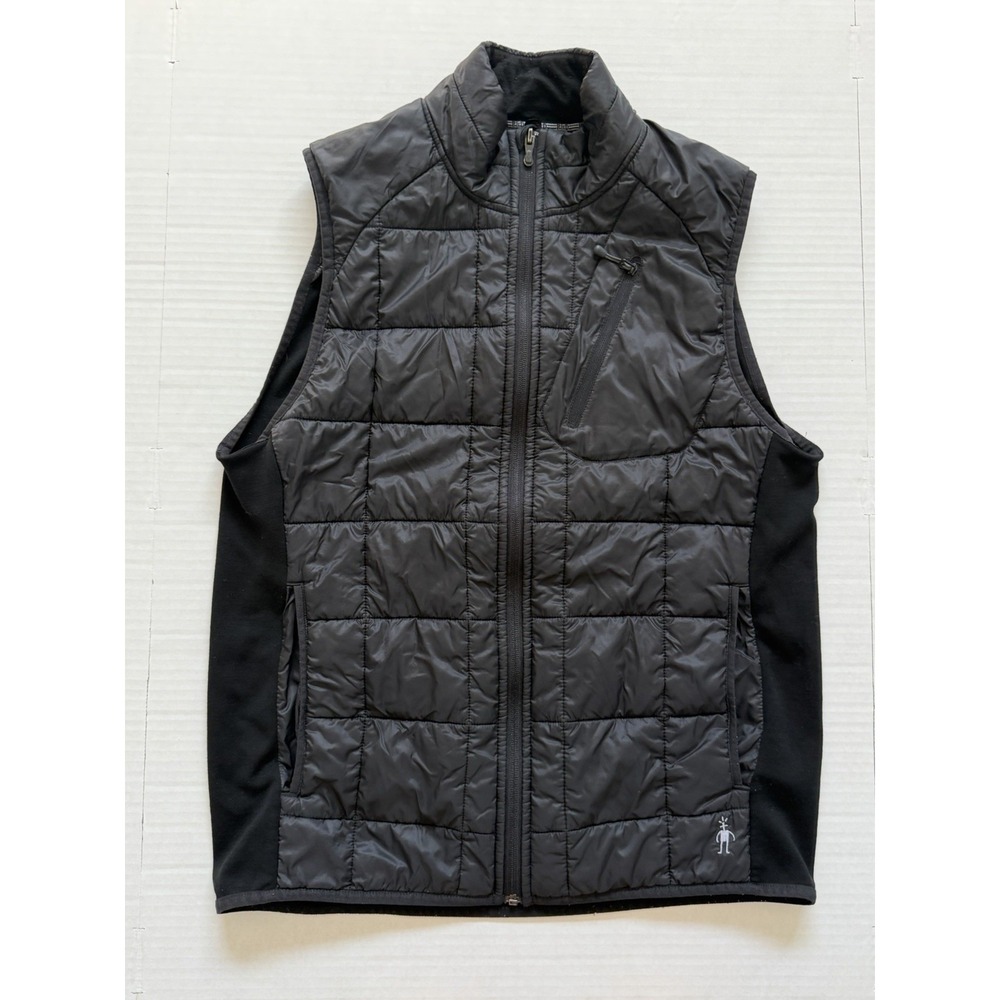 Mens Smartwool Black Full Zip Merino Wool Vest Outdoor Performance Hiking Size L